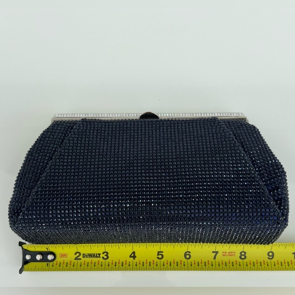 JUDITH LEIBER NAVY BLUE SATIN CRYSTAL EVENING CLUTCH NWOTS! - Picture 16 of 17